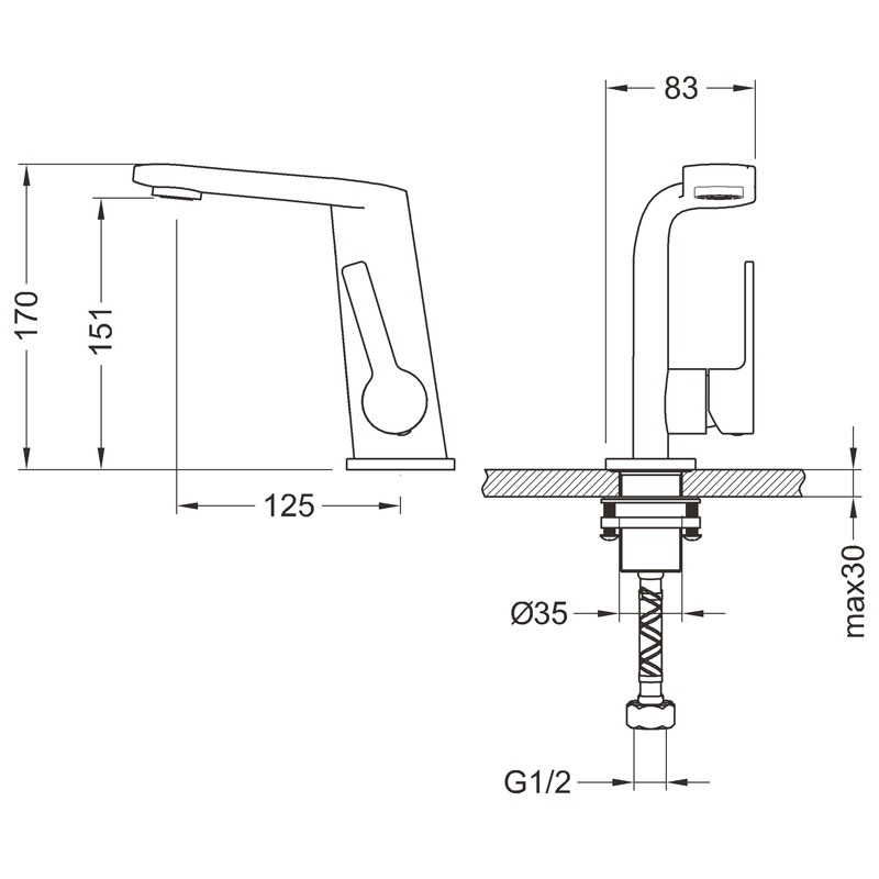 Waschtischarmatur Aus Messing Waschtisch Einhebelmischer in Chrom-BEN10141