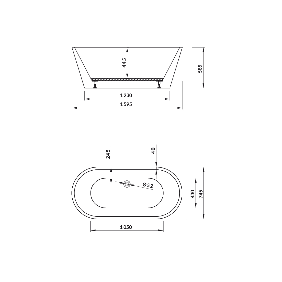 Freistehende Badewanne - Acryl mit Ablaufgarnitur Nusa OvalTwo-BEN10100 Freistehende Badewanne - Acryl mit Ablaufgarnitur Nusa OvalTwo-BEN10100