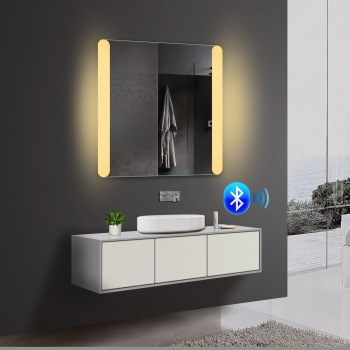 Iluminación LED Blanco cálido/frío Espejo de baño con altavoz Bluetooth