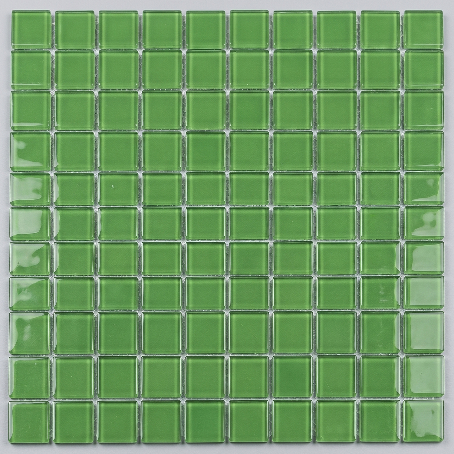 Glasmosaik 23×23 mm glänzend Grün Bloom