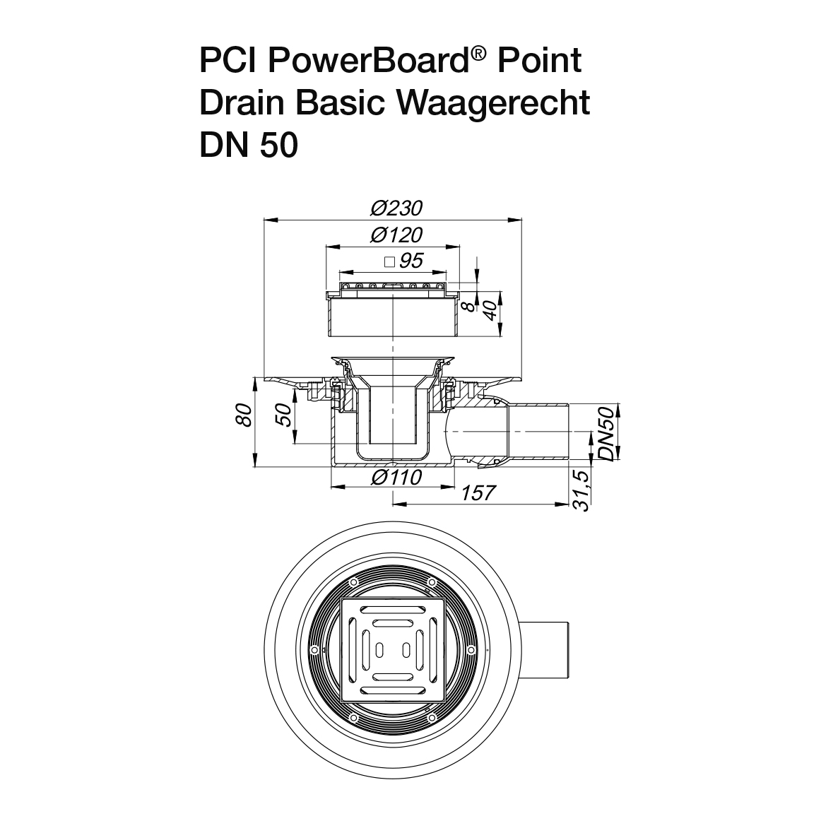 Desagües de suelo PCI PowerBoard Point Drain Basic