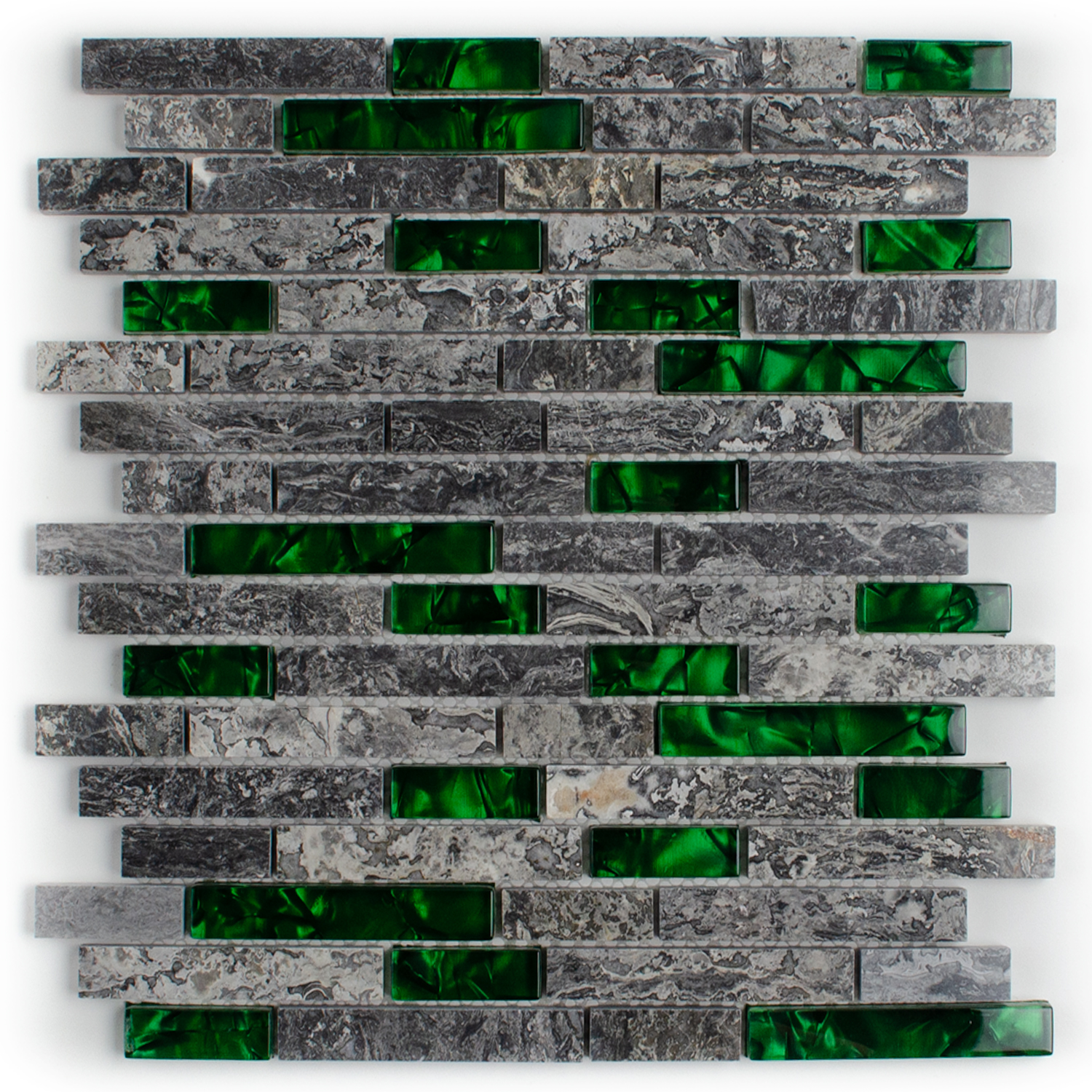Mosaico de Vidrio Verde Mosaico de Piedra Natural Abigal Ladrillo Estera