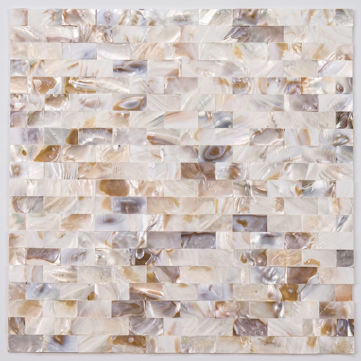 Muschel-Mosaikfliese Creamweiß Rechteck