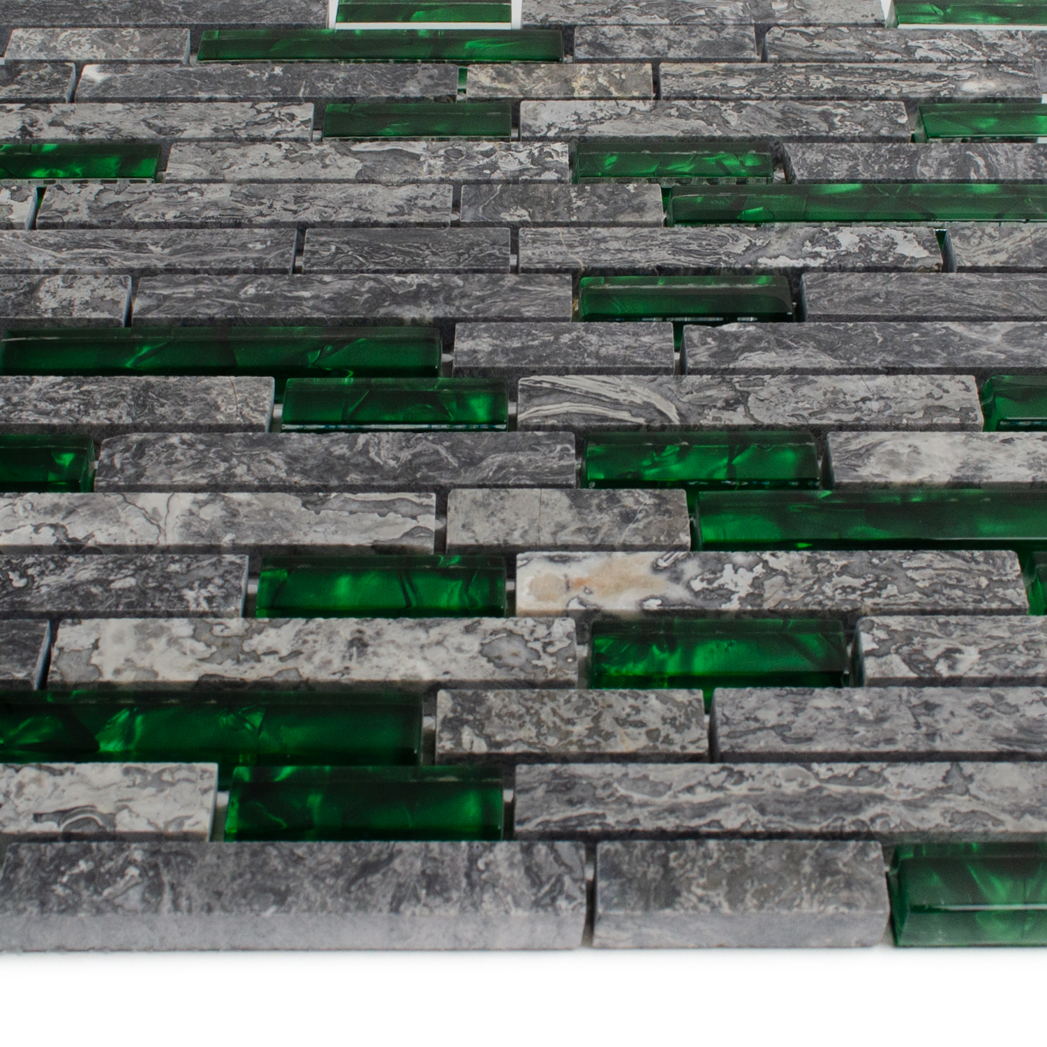 Mosaico de vidrio Verde Mosaico de piedra natural Abigal Paquete de ladrillos