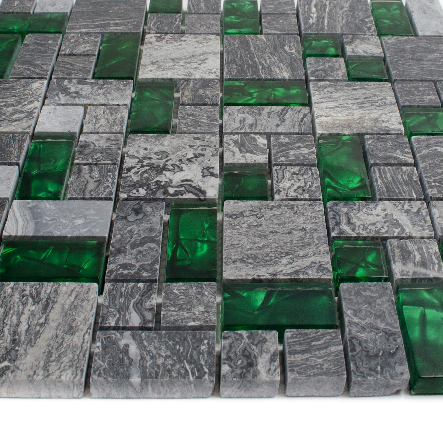 Mosaico de vidrio verde Mosaico de piedra natural Abigal Stone Mix Mat