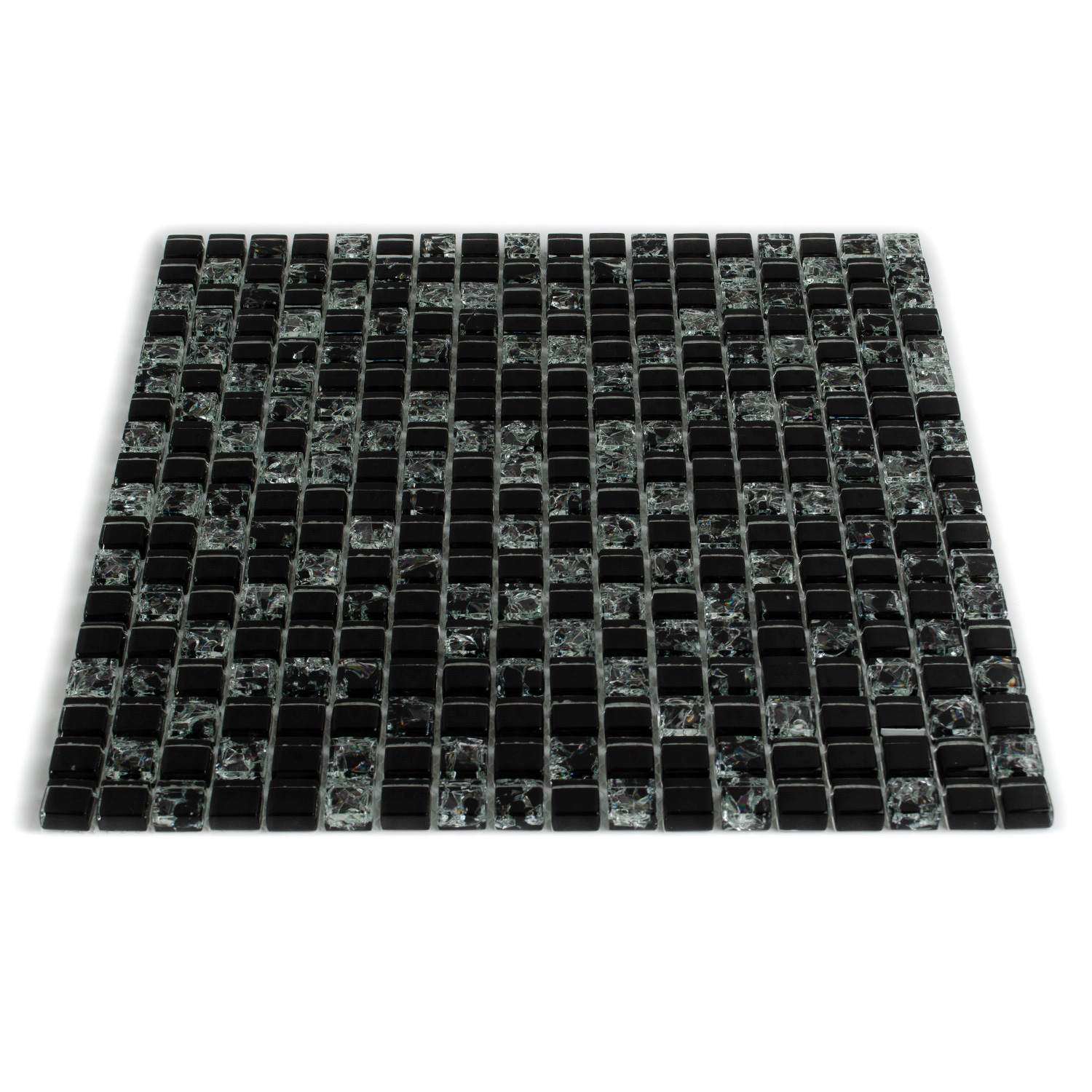 Mosaico de vidrio Gaby Negro con efecto fractura 1 alfombrilla