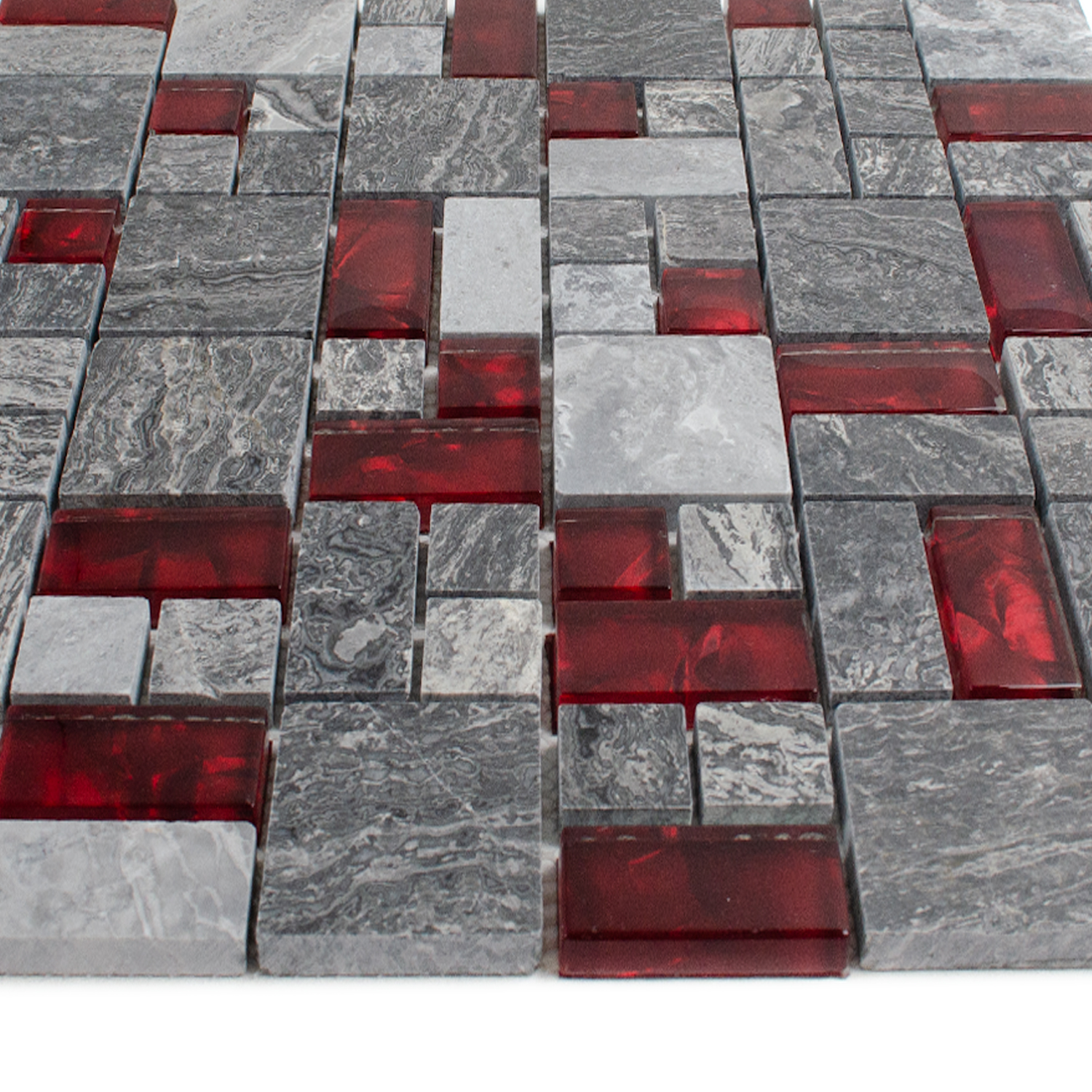 Mosaico de vidrio rojo Mosaico de piedra natural Abigal Stone Mix