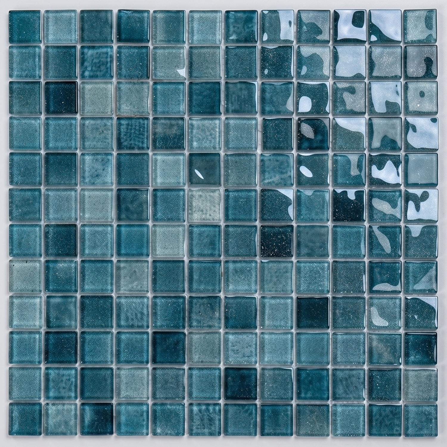 Glasmosaik Mosaikfliese Nizza 23×23×4 mm Türkis