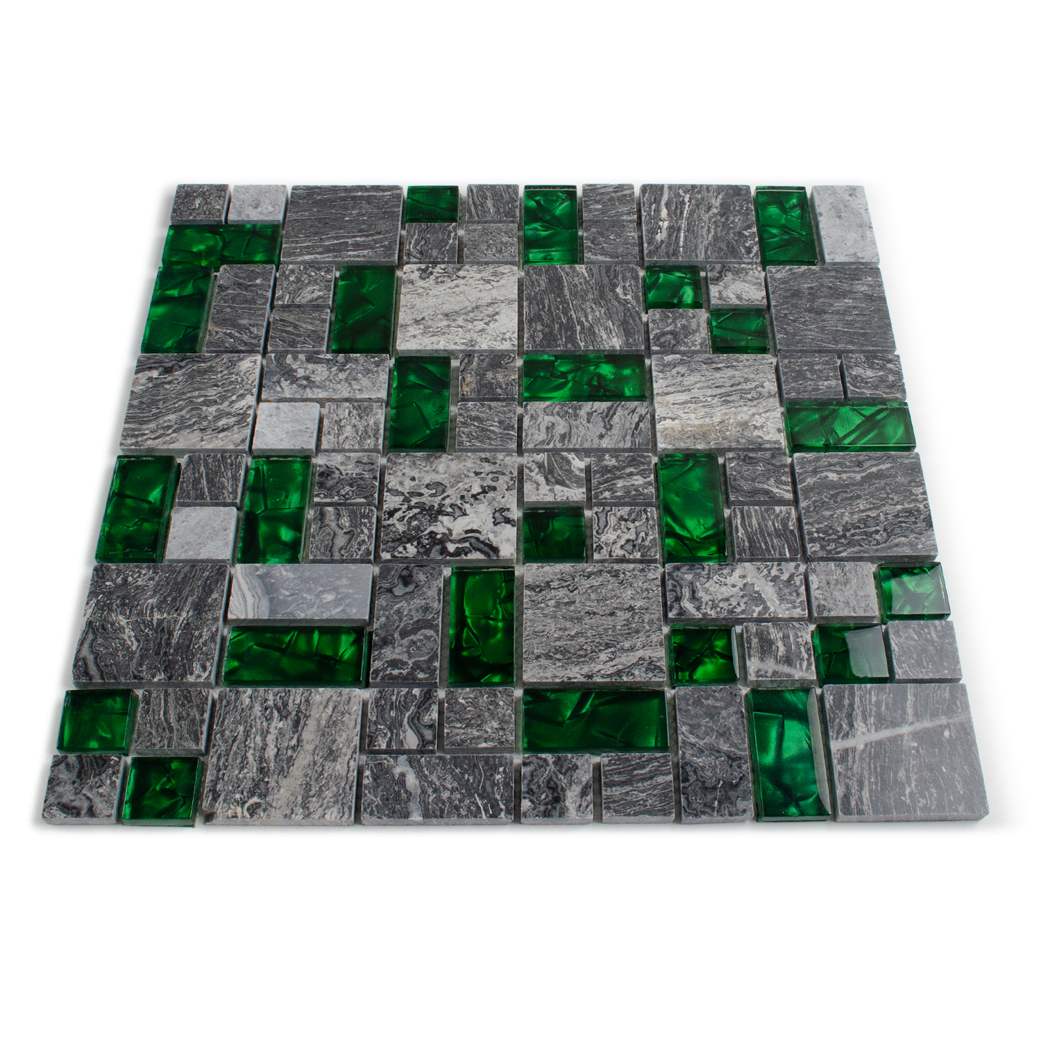 Mosaico de vidrio Mosaico de piedra natural verde Paquete Abigal Stone Mix
