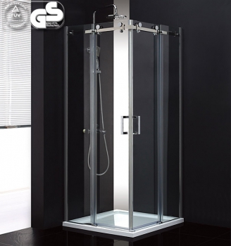 Mampara de ducha angular de diseño con puerta corredera ESG