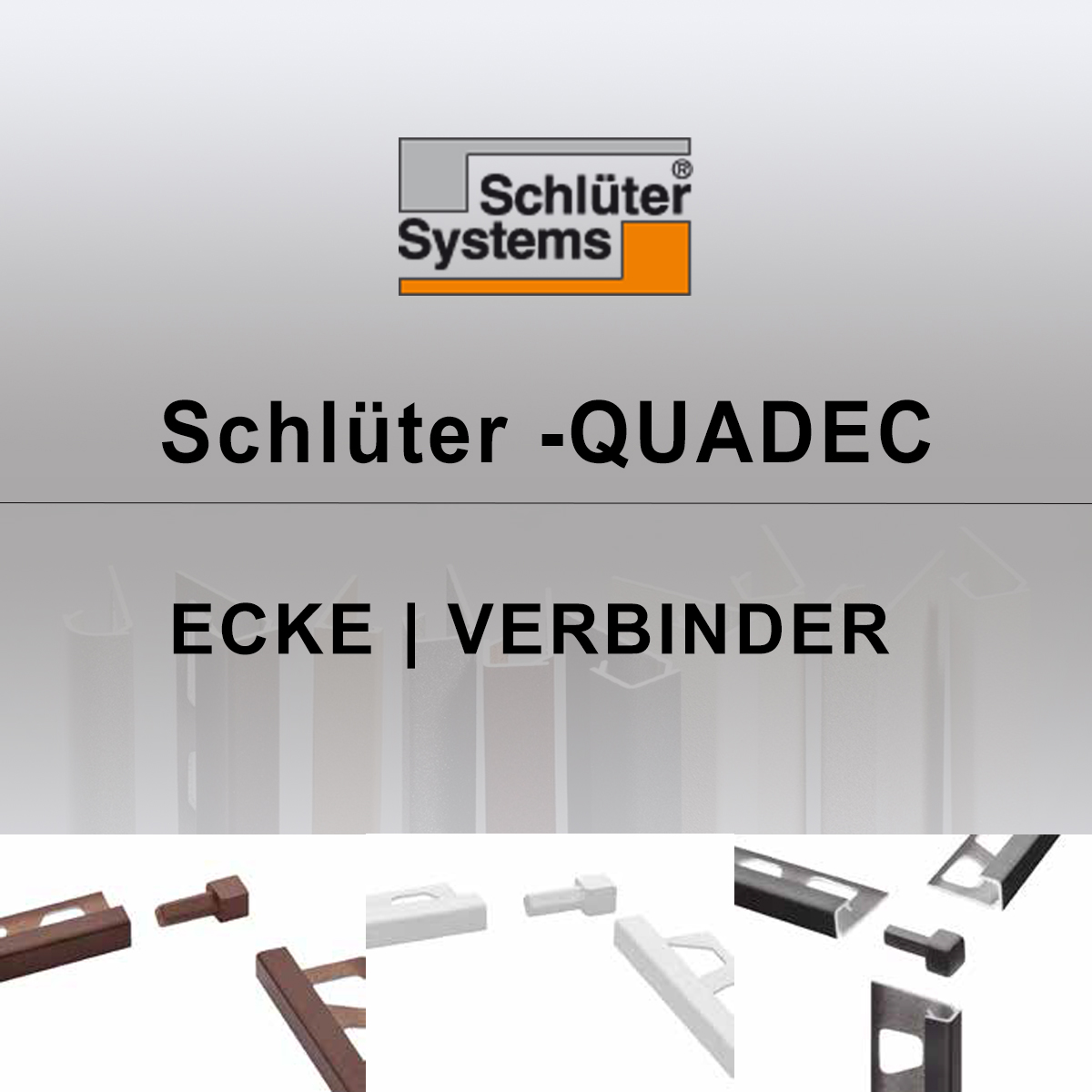 Esquina exterior y esquina interior de 60 mm para perfil de colocación Schlüter Schiene Quadec