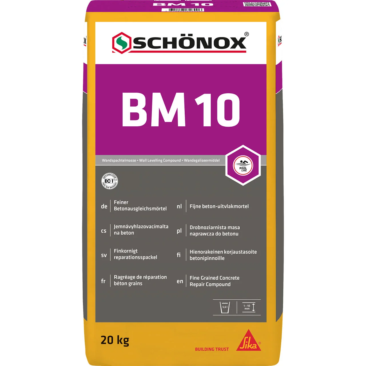 Schönox BM 40 Stark staubreduzierter feiner Betonausgleichsmörtel 