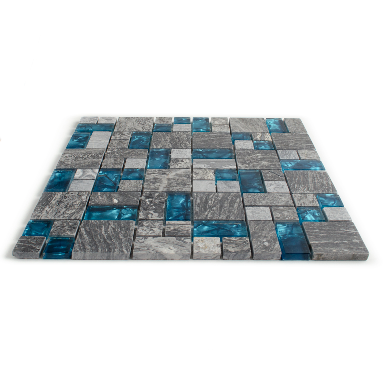 Mosaico de vidrio azul Mosaico de piedra natural Abigal Stone Mix Mat