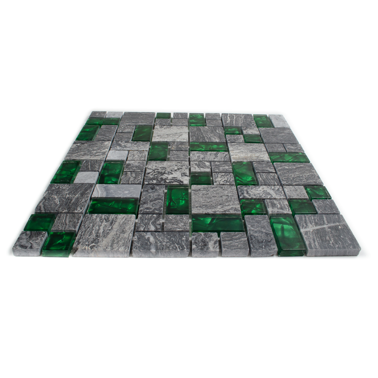 Mosaico de vidrio verde Mosaico de piedra natural Abigal Stone Mix Mat