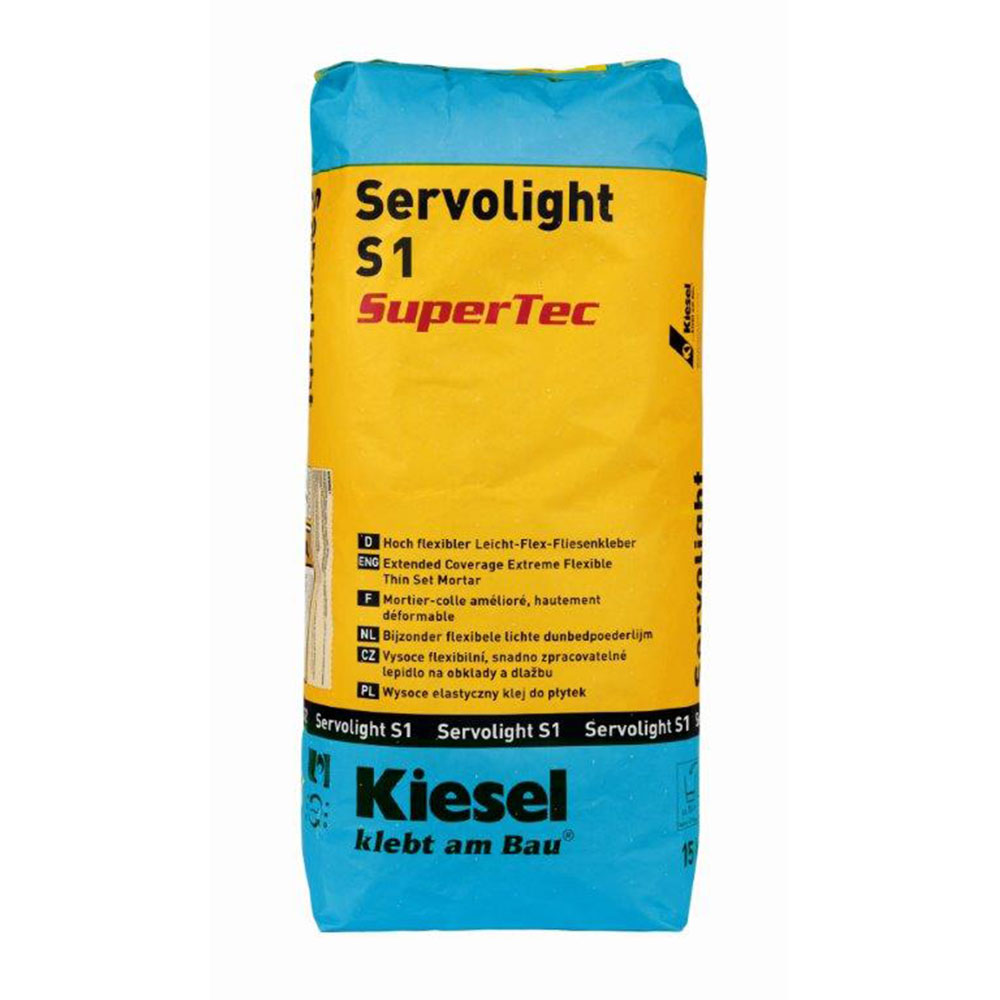Fliesenkleber für Wandfliesen und Bodenfliesen von Kiesel Servolight S1 SuperTec