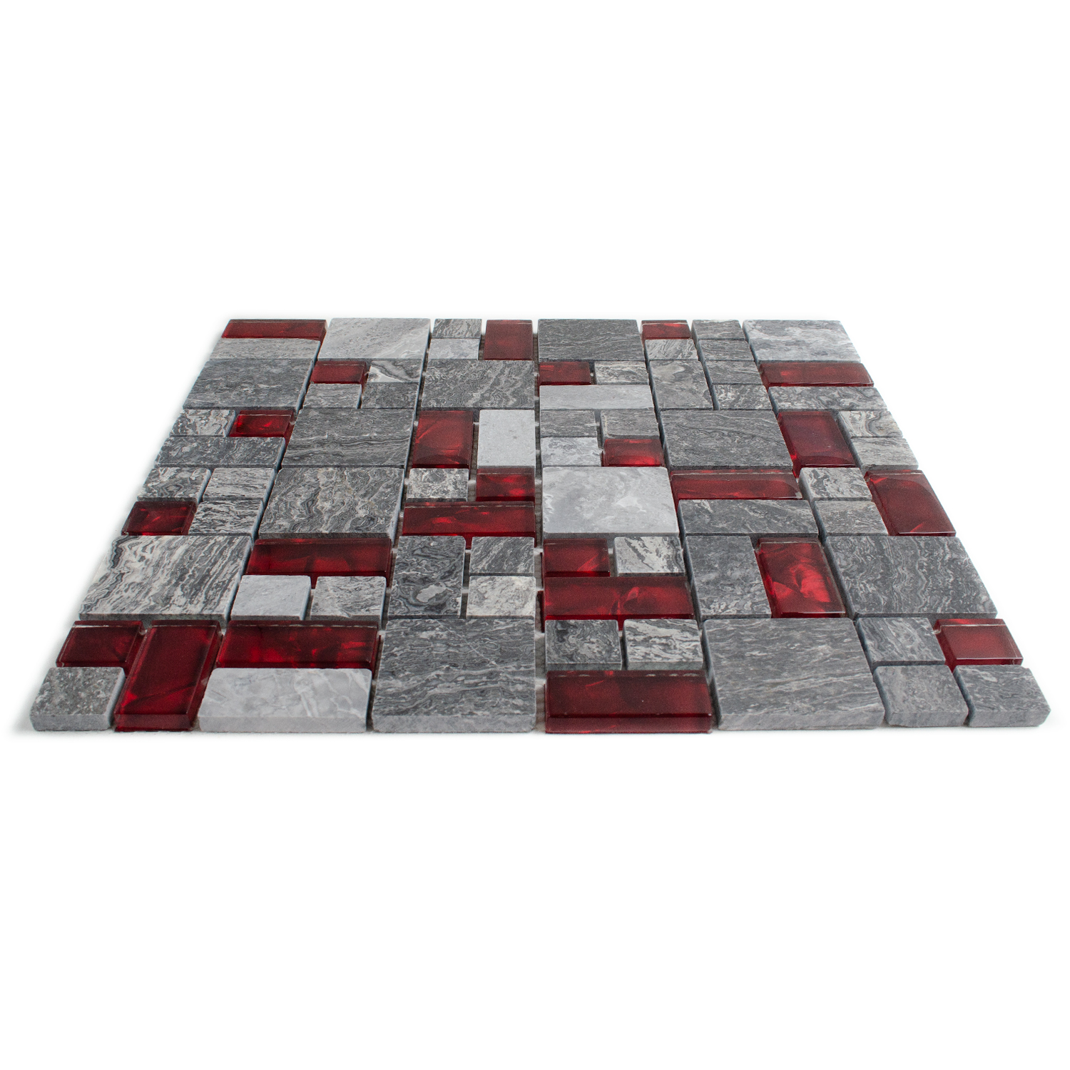 Mosaico de vidrio rojo Mosaico de piedra natural Abigal Stone Mix