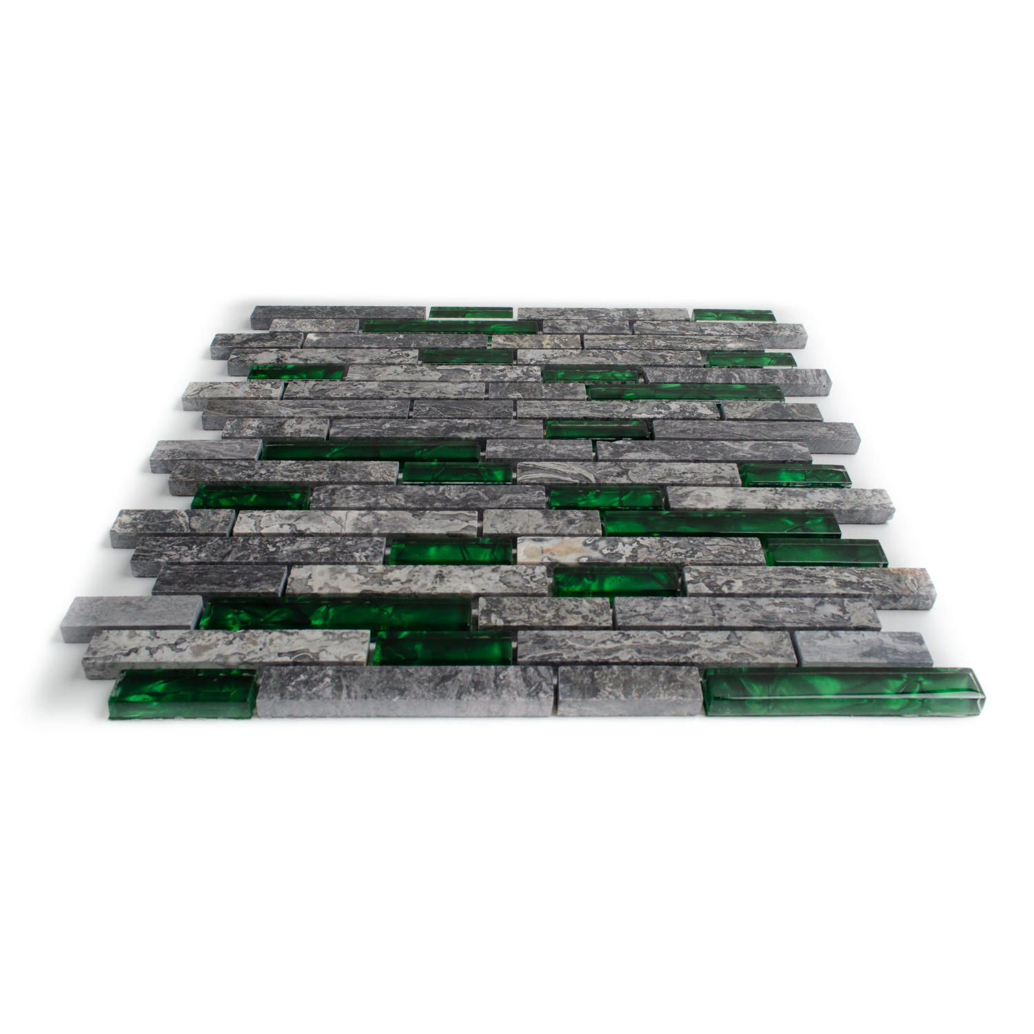 Mosaico de Vidrio Verde Mosaico de Piedra Natural Abigal Ladrillo Estera