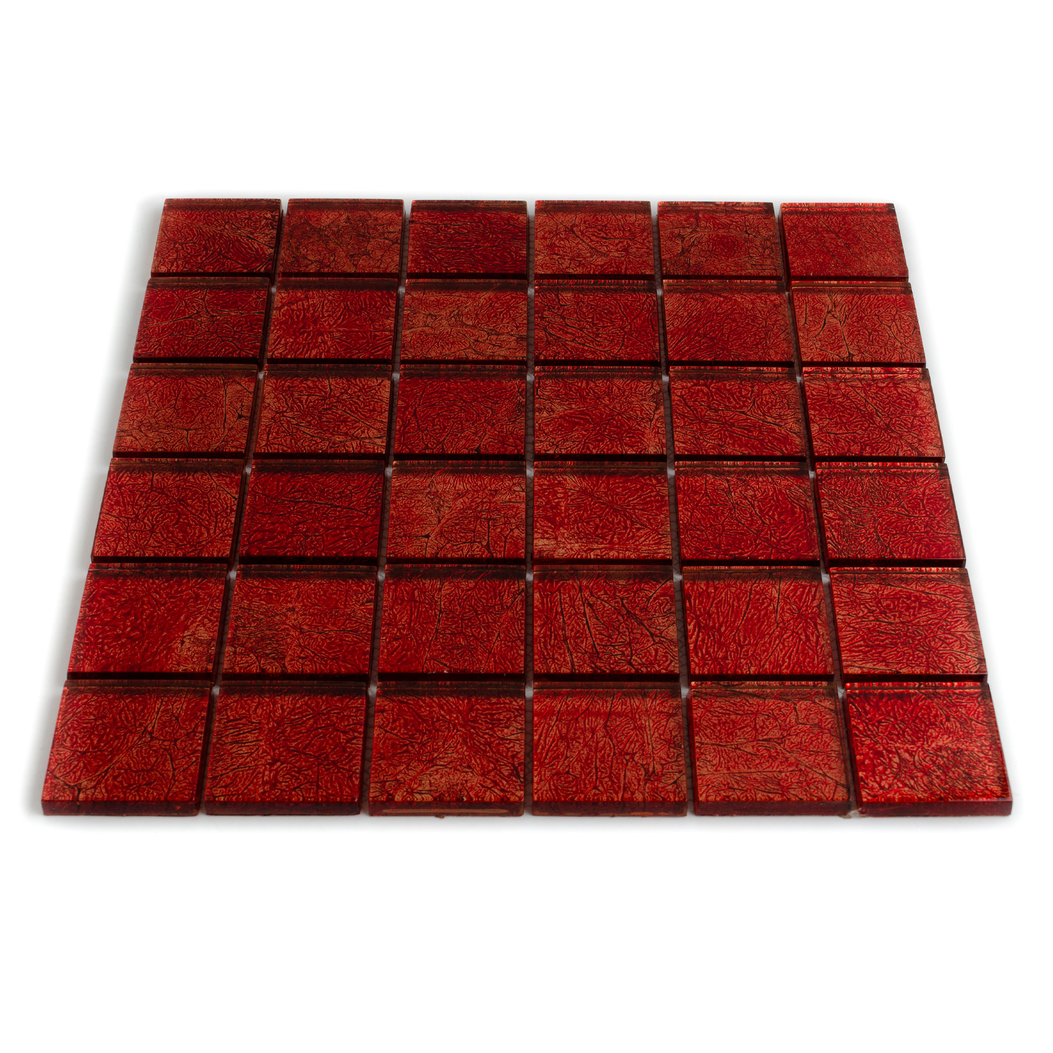 Mosaico de Vidrio Rojo Metal Óptico Aaliyah 48x48mm 1 Tapete