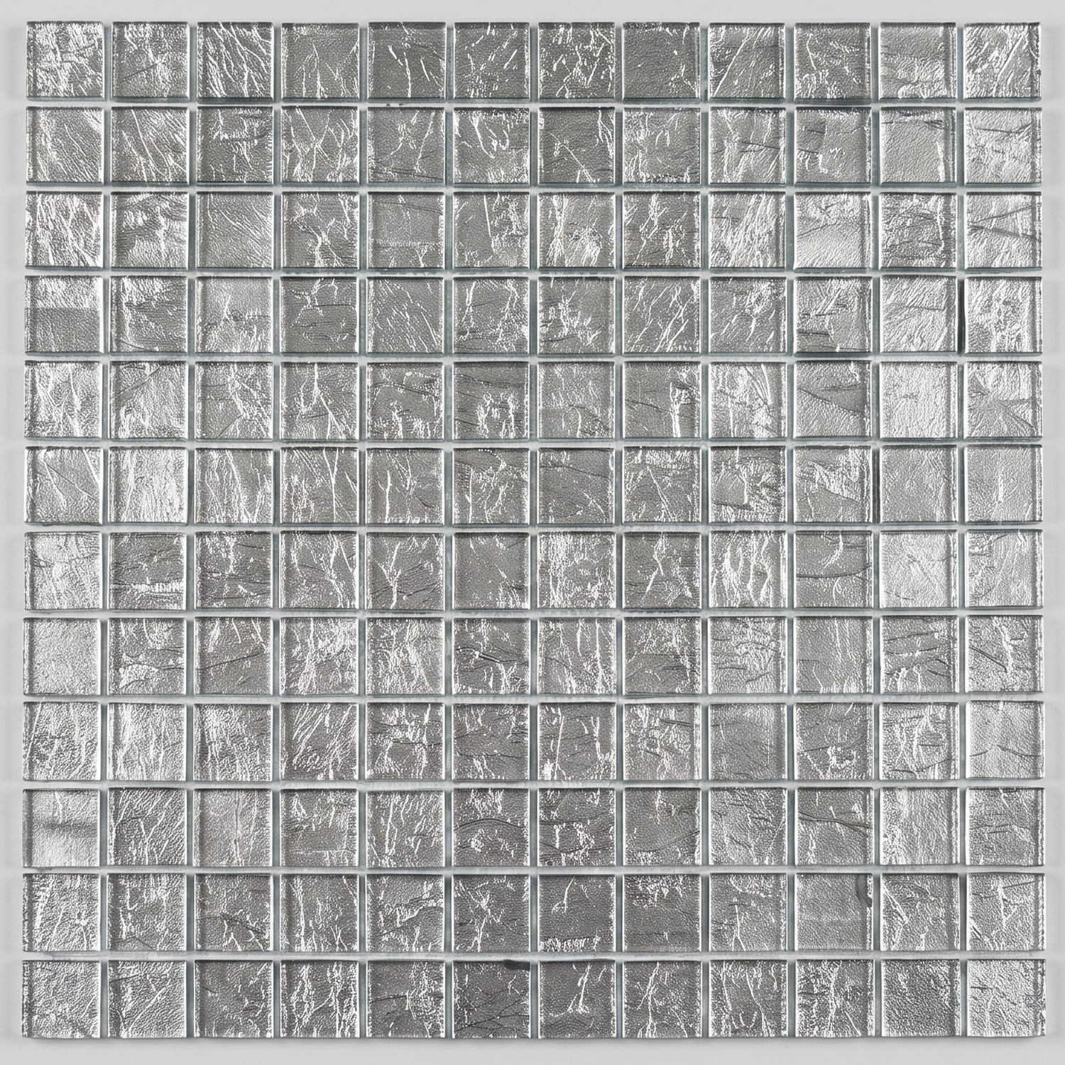 Mosaico de vidrio Galaxina efecto metal plateado 1 alfombrilla