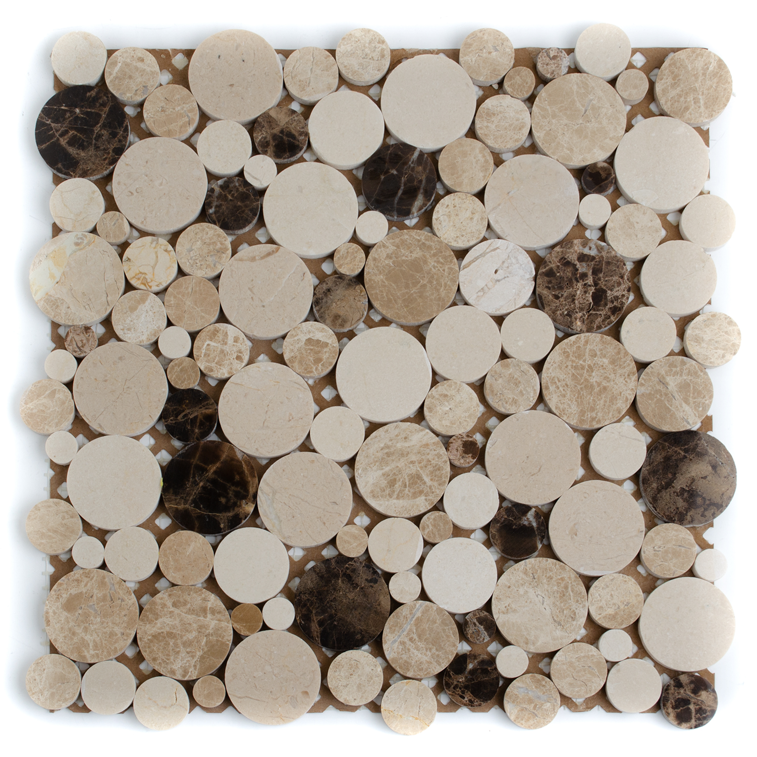 Natursteinmosaik Marmormosiak Mosaik Rund Beige Naola-BEN10277