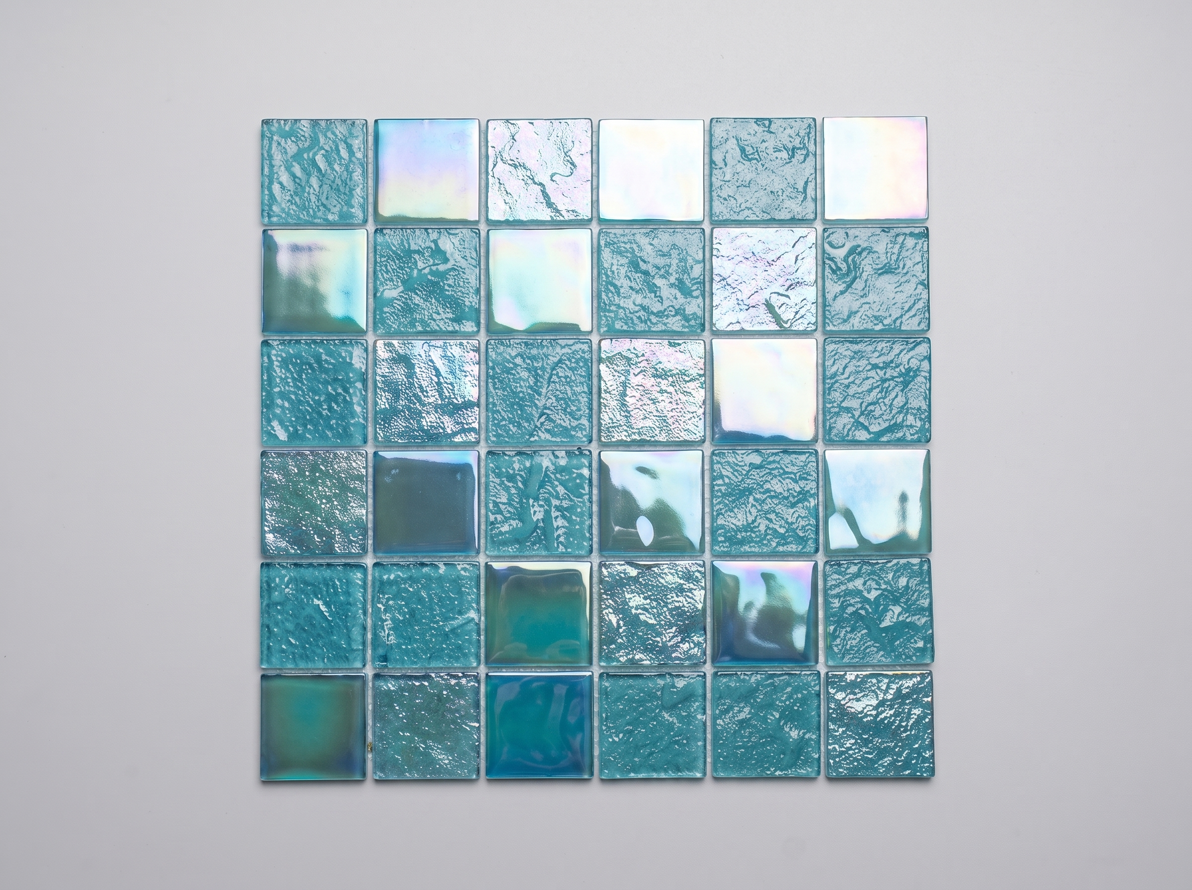 Glasmosaik 48×48 mm Türkis Schimmer