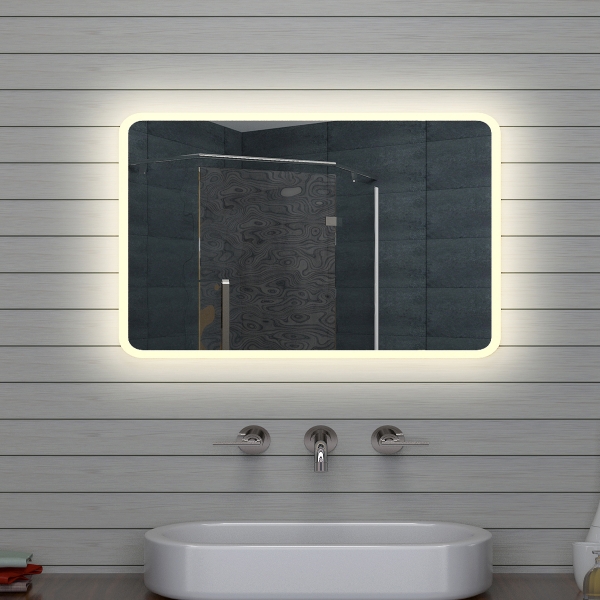 Espejo de baño LED de diseño Espejo de pared Espejo con luz 70x50cm