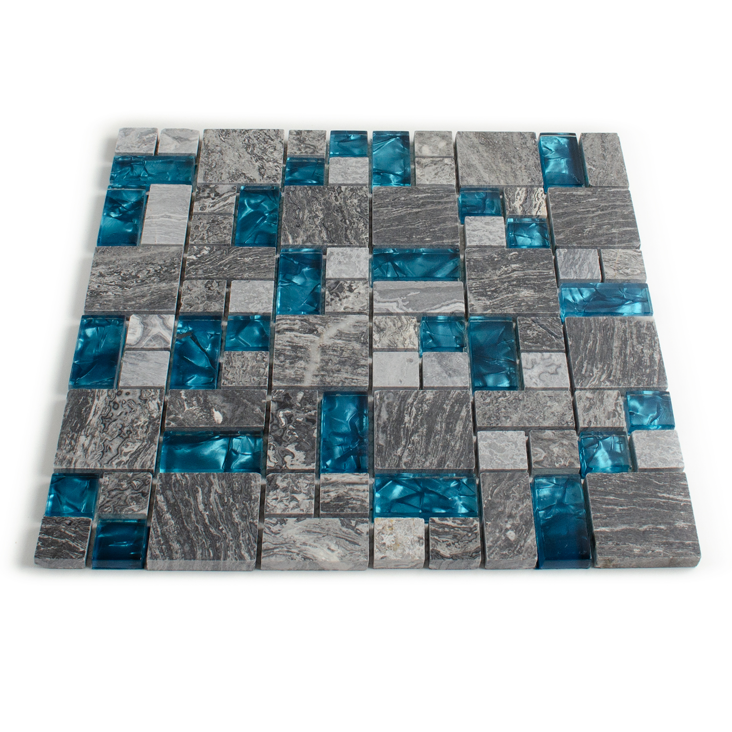 Mosaico de vidrio Azul Mosaico de piedra natural Paquete Abigal Stone Mix