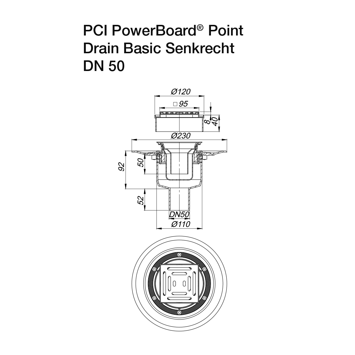 Desagües de suelo PCI PowerBoard Point Drain Basic
