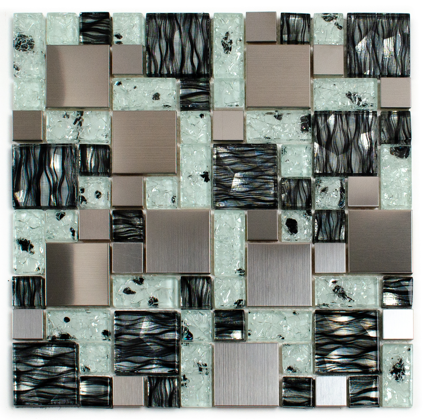 Mosaico de Vidrio Marrón Metal Óptico Aaliyah 48x48mm 