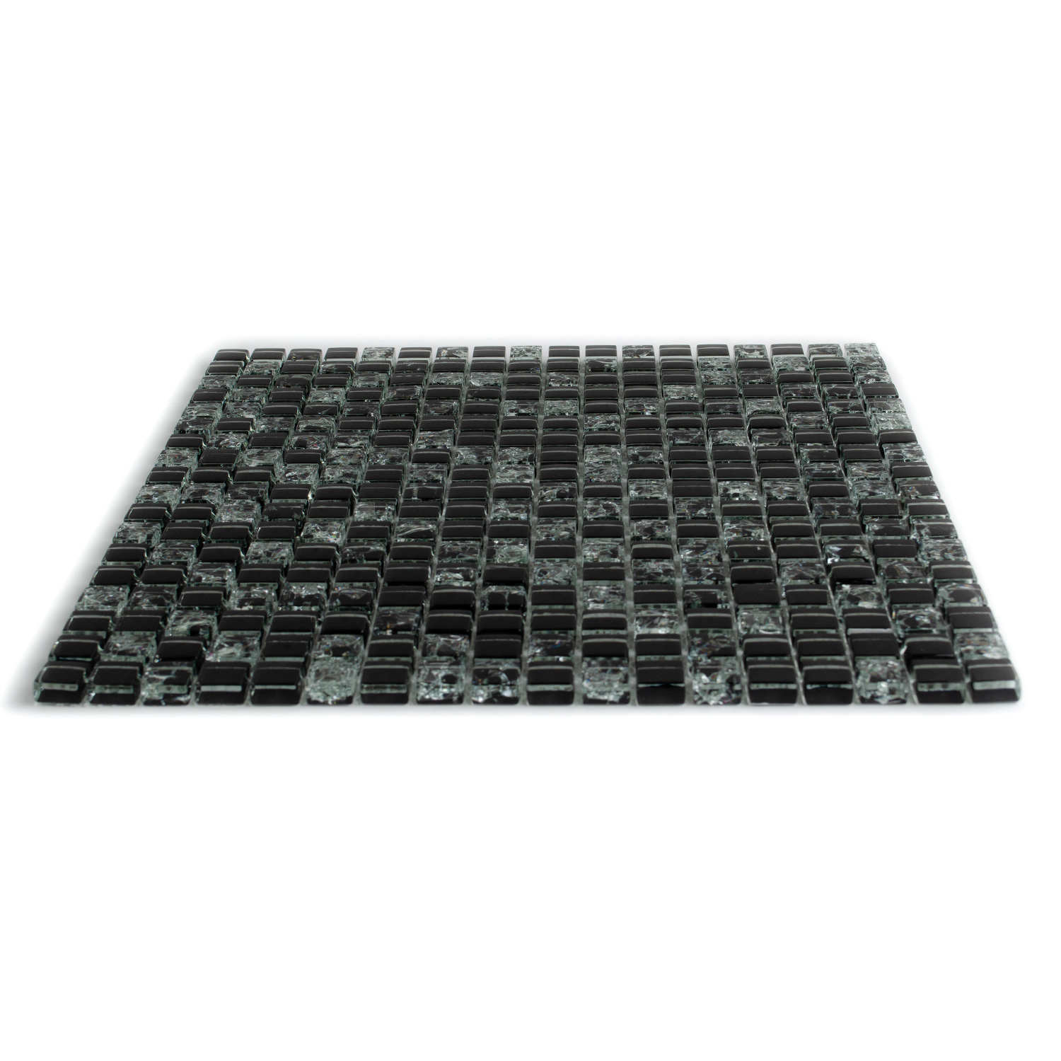 Mosaico de vidrio Gaby Negro con efecto fractura 1 alfombrilla