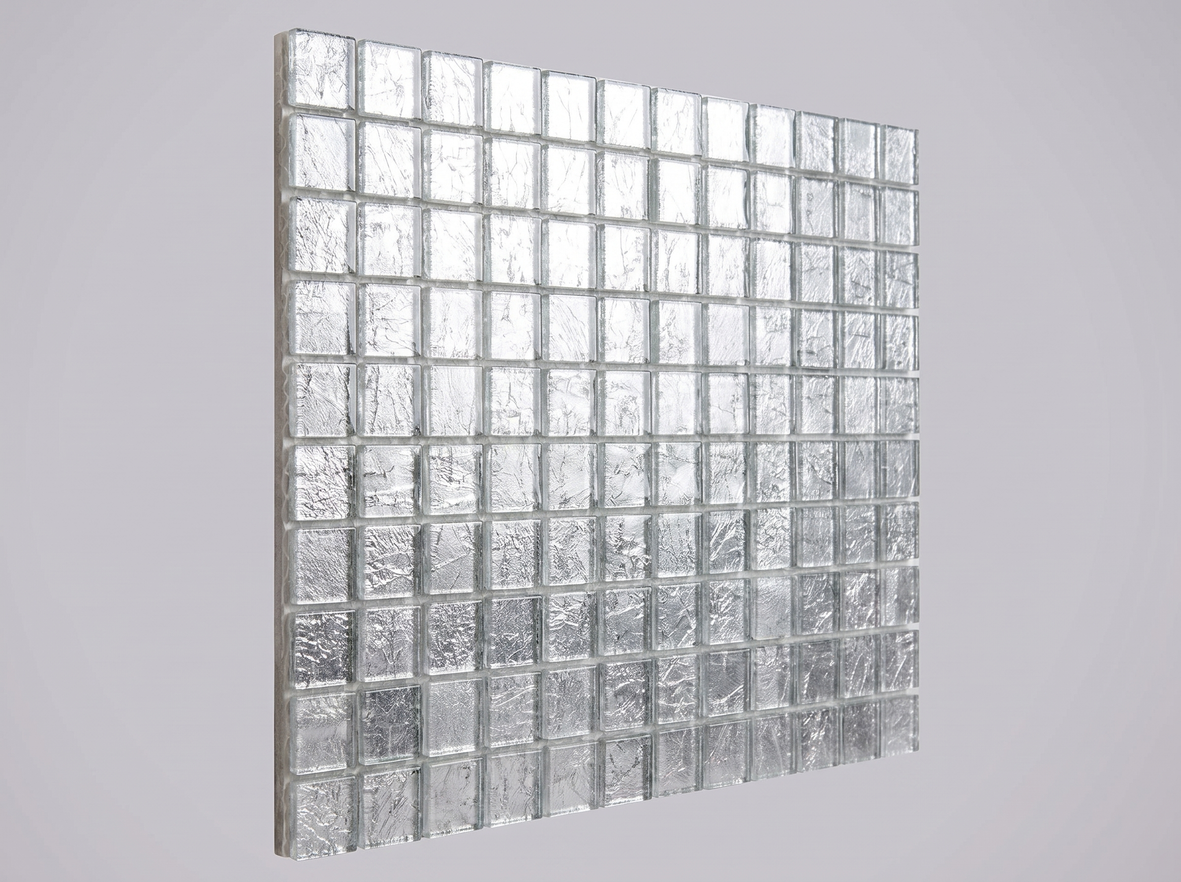 Mosaico de vidrio Galaxina efecto metal plateado 1 alfombrilla