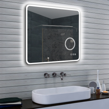 Espejo de Luz LED Blanco Frío / Cálido con Espejo Cosmético regulable 80x70x3cm